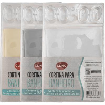 Cortina para Banheiro CK7532 Plástico Peva 1,80x1,80m Branco Clink
