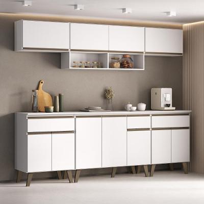 Cozinha Completa Atlanta Smart 6 Módulos MDP 225cm Branco Móveis Carraro