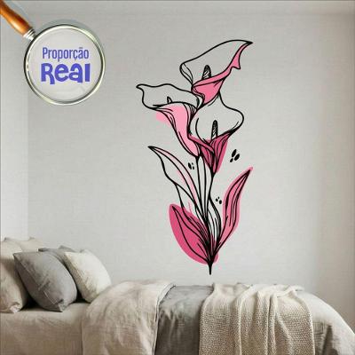 Adesivo de Parede Floral Boho Rosa Estilo Nórdico 75x150 Mod.04 Preciso Decor