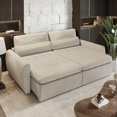 Sofá Cama Charlie 3 Lugares Retrátil 210cm Bege Movelaria Store