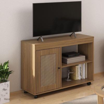 Rack para Tv 42 Sampa 91cm Mdf Mdp com Rodízios Nichos Porta Carvalho Artely