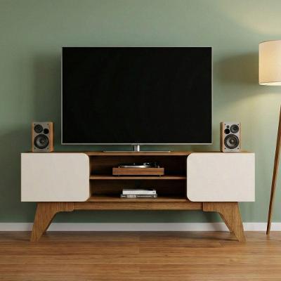 Rack Duetto para Tv 65 160cm em MDF MDP com Pés Curvos Cinamomo Off White Artely