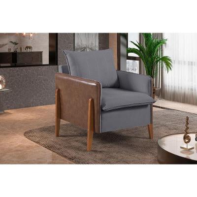 Poltrona MM-25 Veludo Confortável Cinza Escuro Estofados Martins