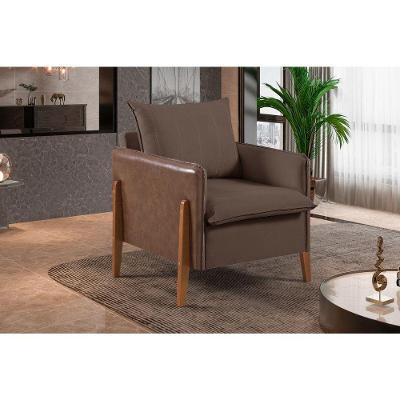 Poltrona MM-25 V-211 Decorativa em Veludo Marrom para Sala de Estar Estofados Martins