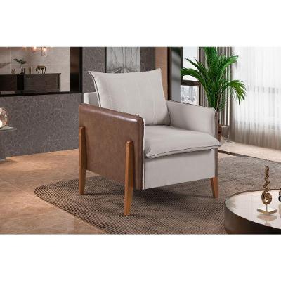 Poltrona MM-25 Decorativa em Veludo Creme para Sala Estofados Martins