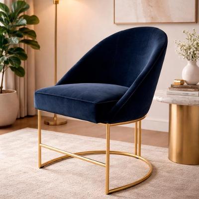 Poltrona Decorativa Lua para Sala de Estar com Pés Metálico Azul Marinho Virtual Móveis