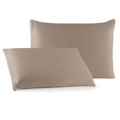Par de Fronhas Minimal Liso 50x70 Malha 100% Algodão com Zíper Bege Clara Luz Decora