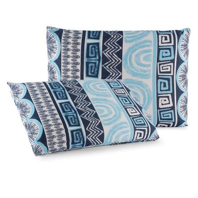 Par de Fronhas Luar Geométrico Azul Malha 100% Algodão 50x70 Jogo 2 Peças Clara Luz Decora