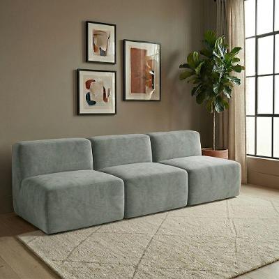 Sofá Modular Kit 3 Módulos 3 Lugares 231cm Boucle Sala a Vácuo Cinza