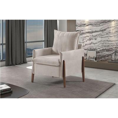 Poltrona Mm-23 V-211 Decorativa em Veludo Bege para Sala de Estar Estofados Martins