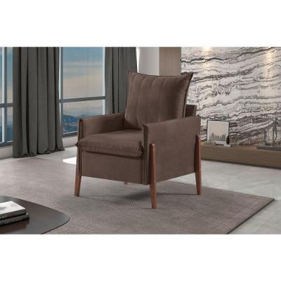 Poltrona MM-23 Decorativa em Veludo Marrom para Descanso Estofados Martins