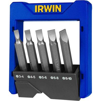 Jogo de Bits Fenda 1865327 com 5 Peças Aço S2 Encaixe Sextavado 1-4 Irwin