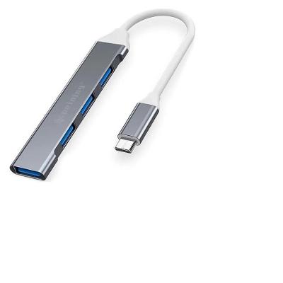 Hub Usb Tipo C Otg 4 Portas 1 Usb 3.0 Prata para Celular e Notebook Peining