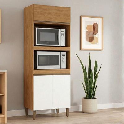 Torre Quente para Forno e Micro-ondas Paris 3 Portas MDP 80cm Freijó Branco Menu Móveis