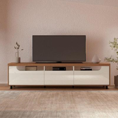Rack para Tv Mercury 75 Polegadas 200cm com Nichos e Porta Gaveta Cinamomo-off White Artely