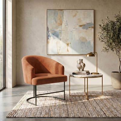 Poltrona Decorativa Chiara Base Aço Estrutural Estilo Moderno Terracota Mobília Decor