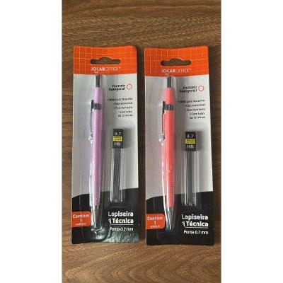 Kit Lapiseira Técnica OEM Jocar Office 0.7mm com Tubos de Grafites 2 Unidades Lilás e Rosa