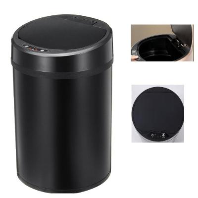 Lixeira Automática Preta 12L Aço Inox com Sensor Inteligente para Cozinha