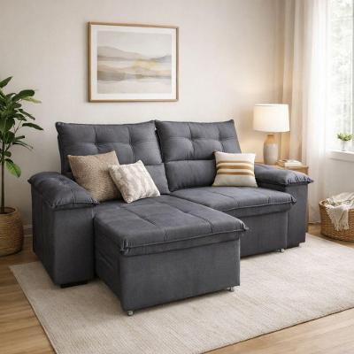 Sofá Verona 2 Lugares Retrátil e Reclinável 150cm Cinza Veludo Élpis Móveis