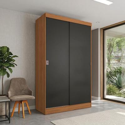 Guarda Roupa Casal R588-CNPRF 2 Portas de Correr 2 Gavetas MDP Canela-Preto Fosco Kappesberg