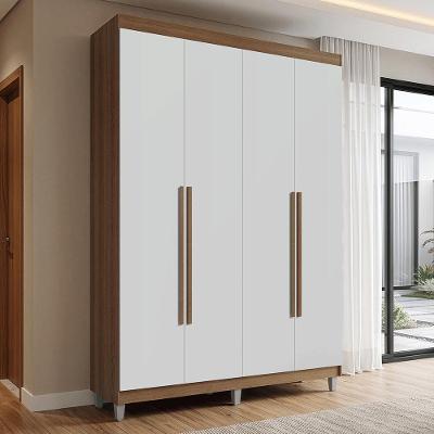 Guarda Roupa Solteiro Venus 1105J32G1CP 4 Portas de Bater com Gavetas MDP Rustic-Branco-Rustic