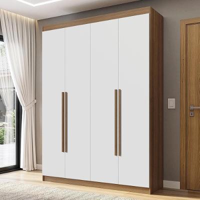 Guarda Roupa Solteiro Venus 1105J32G1 4 Portas de Bater em MDP Rustic-Branco-Rustic Madesa