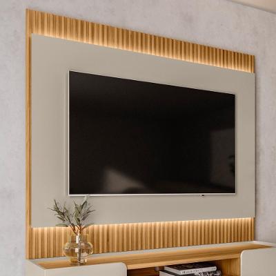 Painel para TV Singapura 70 Polegadas 180cm MDF-MDP Ripado Off White Gran Belo