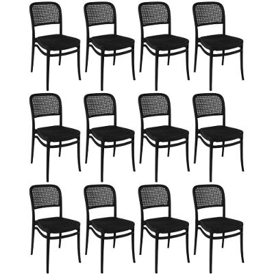 Kit 12 Cadeiras de Jantar Roma Plástico Preto All Black Magazine Decor
