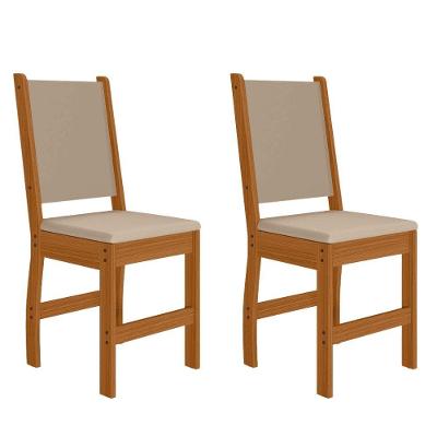 Kit 2 Cadeiras para Sala de Jantar Clara Estofadas Courvin Bege Mobigu