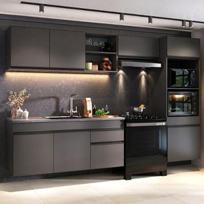 Cozinha Completa Suspensa Milano MP2407 8 Portas 1 Gaveta MDF MDP 281,5cm Cinza Multimóveis