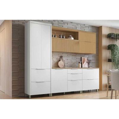 Cozinha Completa Marquesa C6p40 MDF 310cm Branca-nature Nesher Móveis