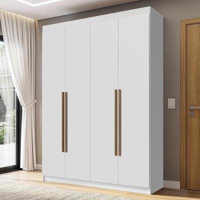 Guarda Roupa Solteiro Venus 1105J52G1 4 Portas de Bater MDP Branco-Branco-Rustic Madesa