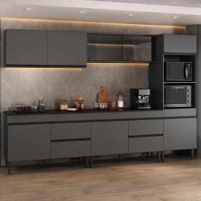 Cozinha Completa Modulada Milano MP2403 10 Portas 2 Gavetas MDF MDP Cinza Grafite Multimóveis