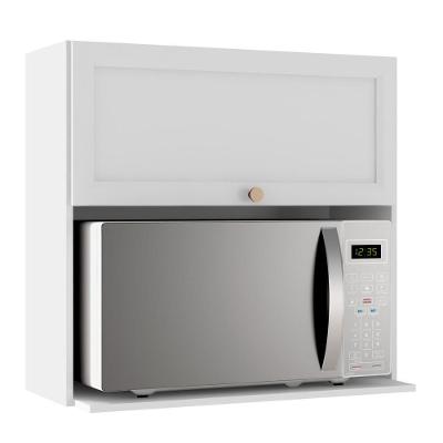 Armário Aéreo 12621P 80cm 1 Porta MDF MDP Basculante Branco Poliman Móveis