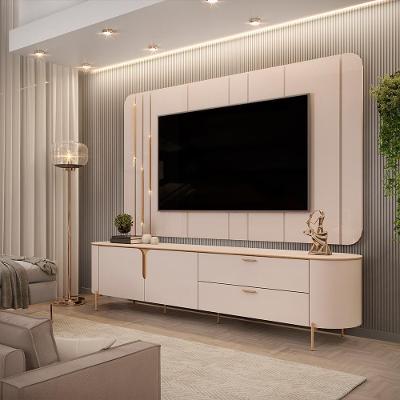Painel com Bancada Avatar G18 para Tv Até 75 241cm Mdf com Led Off White Gran Belo