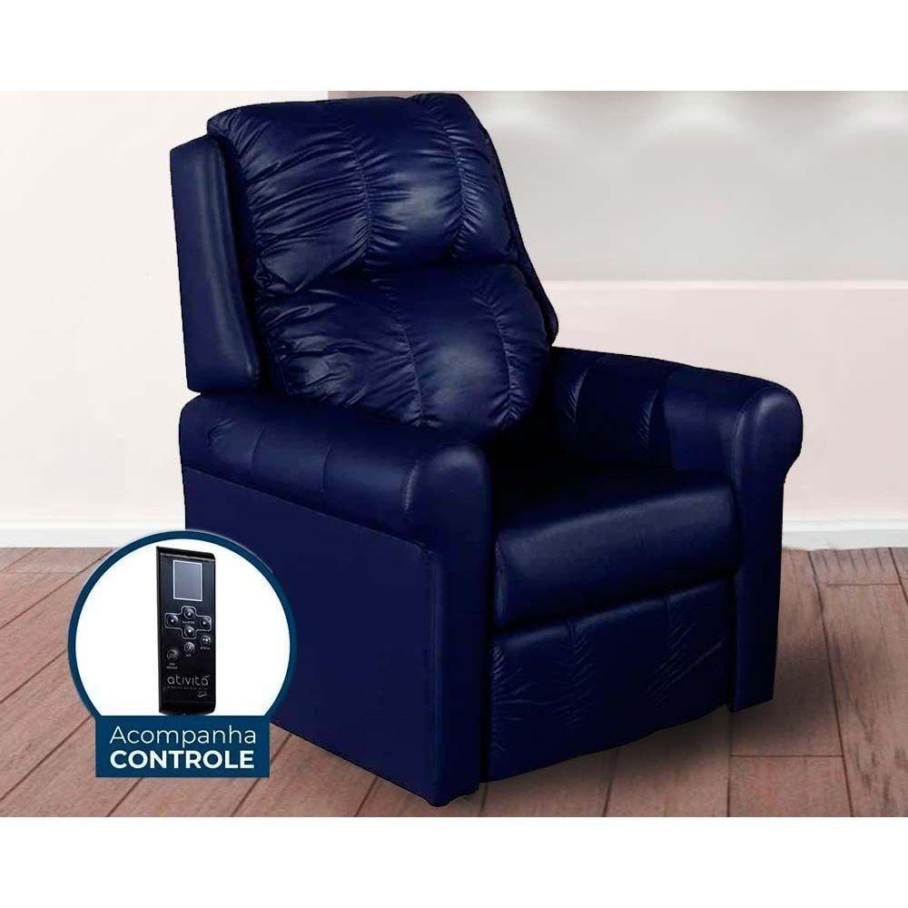 Poltrona Reclinável c/Massagem p/ Sala MH 1216 Two Way Courano Azul Marinho - Herval - 1