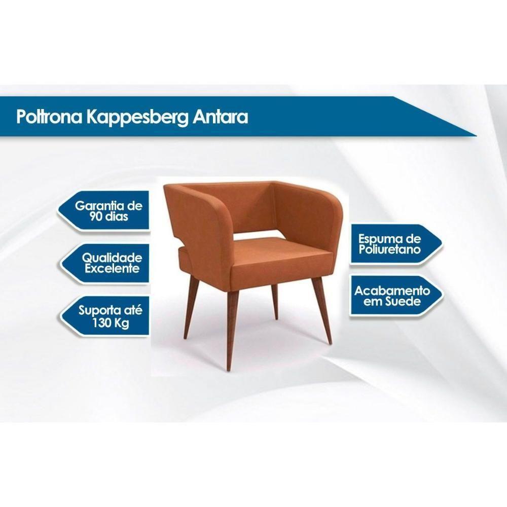 Poltrona Decorativa p/ Sala Antara Queen - Suede Café - Kappesberg - 2