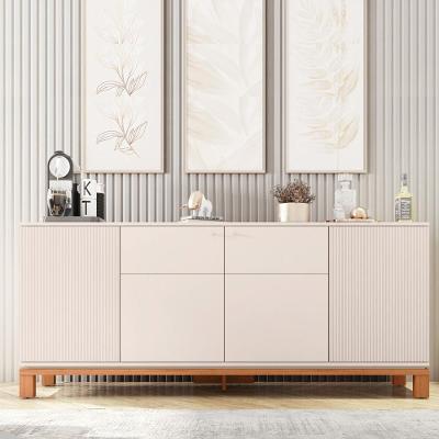 Buffet Átomo G11 4 Portas Ripadas MDP 179,4cm Offwhite-freijo Gran Belo