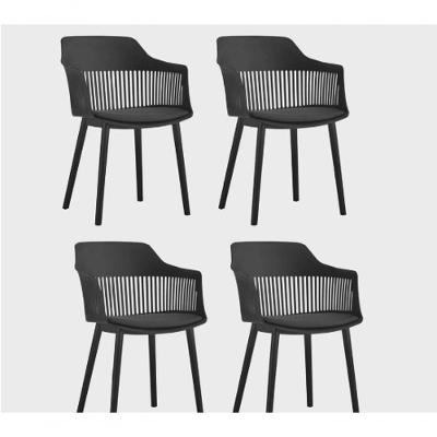 Kit 4 Cadeiras Marcela Montreal Plástico Assento Estofado Preto para Sala de Jantar Decoreshop
