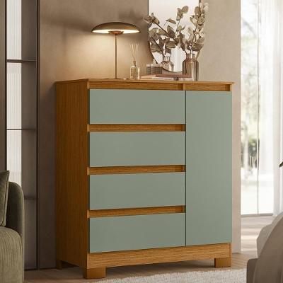 Cômoda Sapateira Lipion A02 4 Gavetas MDF-MDP Cinamomo-sálvia Mpozenato