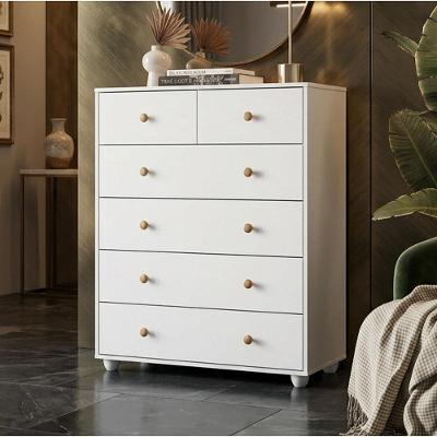 Cômoda para Quarto Varsóvia A04 6 Gavetas MDP e MDF Puxadores Bronze Branco Lyam Decor