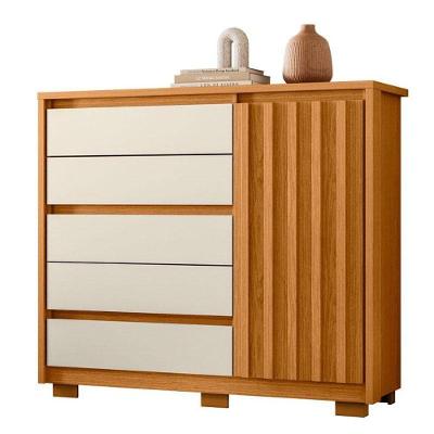 Cômoda Sapateira Duetto 5 Gavetas Mdf Mdp Off White Albatroz Móveis
