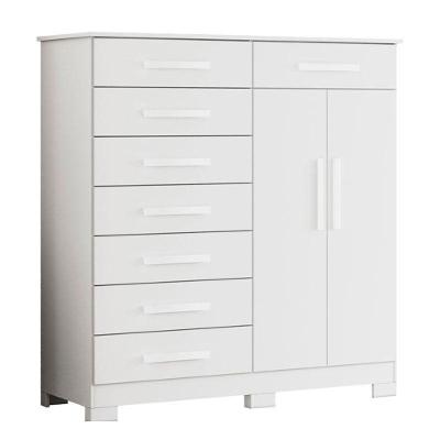 Cômoda Verona 8 Gavetas em MDF-MDP com Puxador em MDF Branco Albatroz Móveis