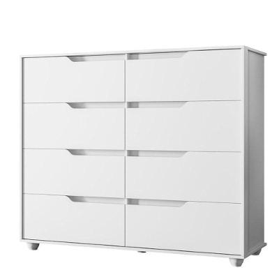Cômoda Doble 8 Gavetas MDP Puxador Cava Branco Freijo Albatroz Móveis