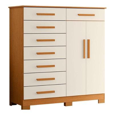 Cômoda Verona 8 Gavetas em MDP Puxador MDF Cinamomo Off White Albatroz Móveis