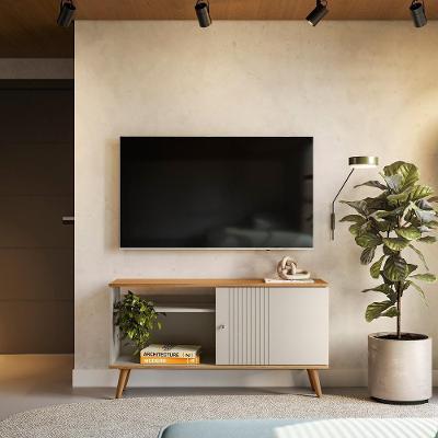 Rack Bancada Ruan G77 para Tv Até 50 Polegadas 120cm MDF-MDP Off White Gran Belo