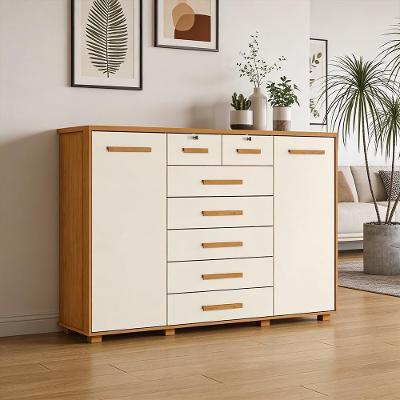 Cômoda Sapateira Riviera A04 7 Gavetas MDF MDP com Puxador MDF Cinamomo Off White Lyam Decor