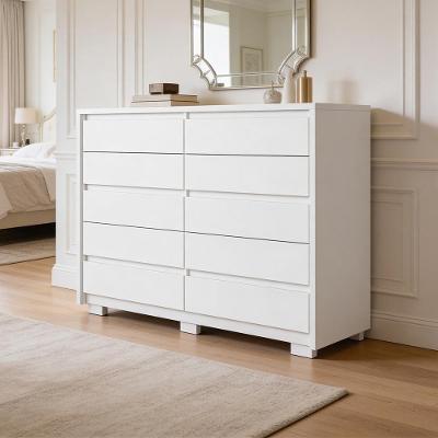 Cômoda Marselha A04 10 Gavetas Mdp Mdf sem Puxador Branco Lyam Decor
