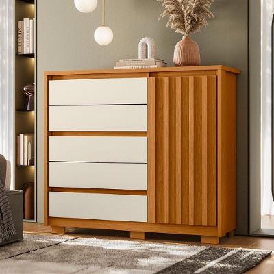 Cômoda Sapateira Sardenha A04 5 Gavetas 1 Porta Cinamomo Off White Lyam Decor
