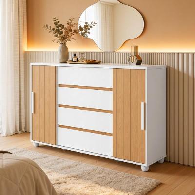 Cômoda Sapateira Parma A04 Flex 4 Gavetas MDF-MDP Branco Freijó com Puxadores Lyam Decor